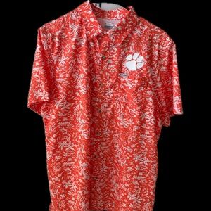 Men's Columbia Orange Clemson Tigers Omni-Shade Polo Small - LIKE NEW